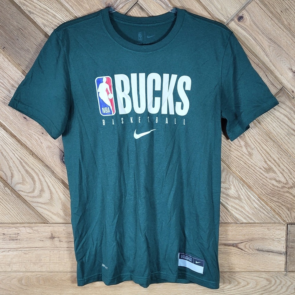 Nike Milwaukee Bucks Basketball Shirt Mens Small Dri-FIT NBA Performance Green